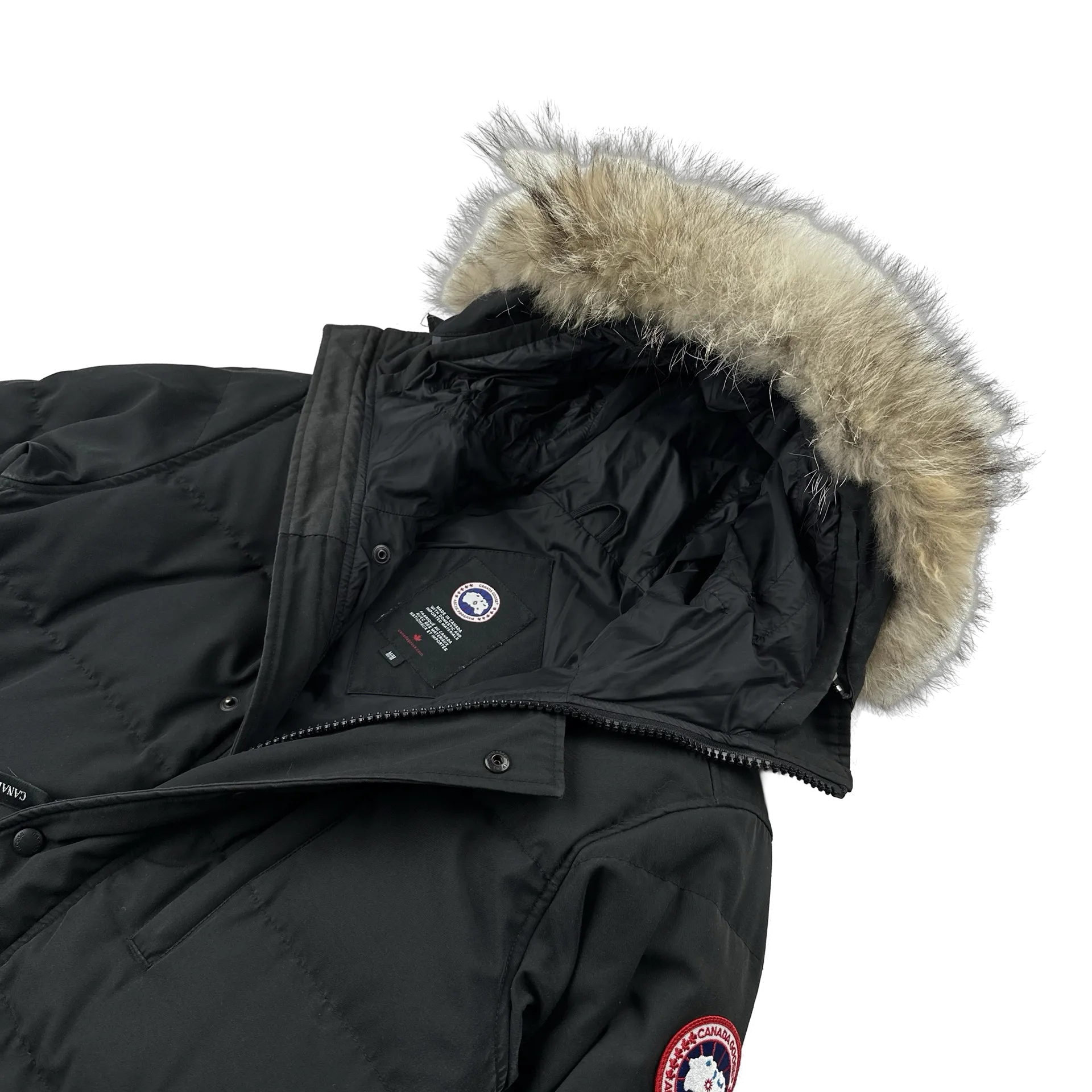 Canada Goose Black Premium Down Carson Coyote Fur Parka Jacket - Medium