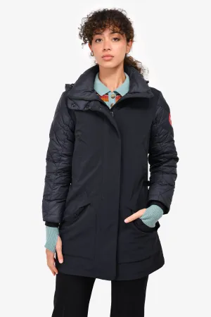 Canada Goose Black Quilted Sleeve Hooded 'Berkley' Coat Size S