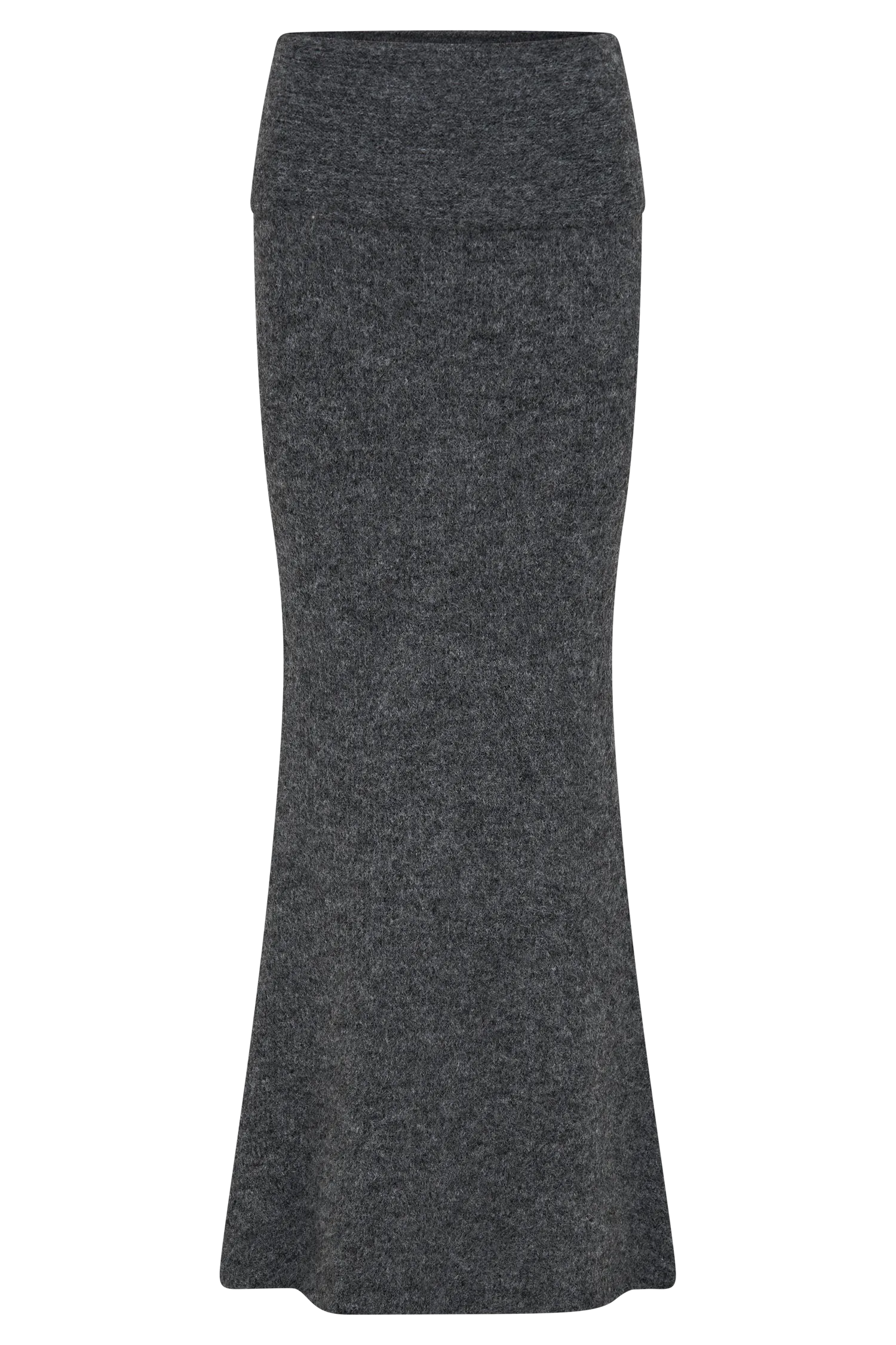 Charlotte Knit Maxi Skirt With Overlay - Charcoal