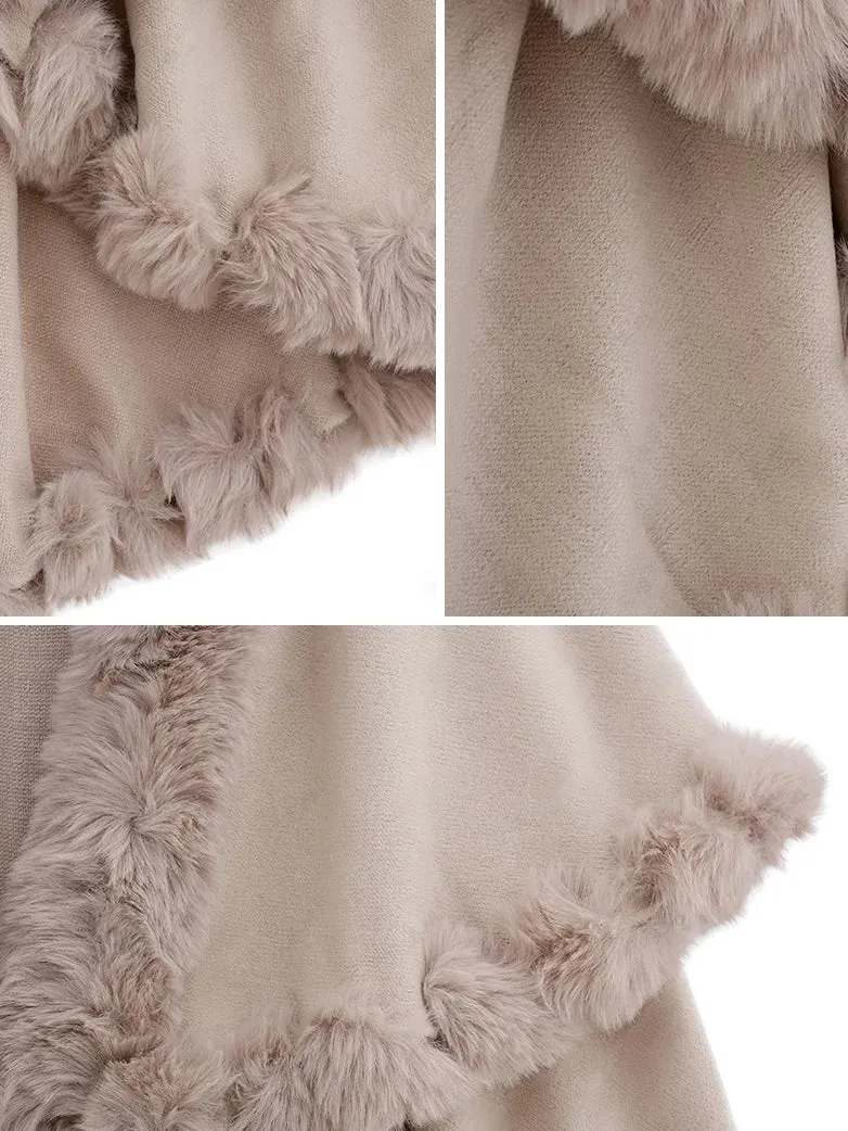 Christmas Limited Edition Double-layer Fur Collar Cape