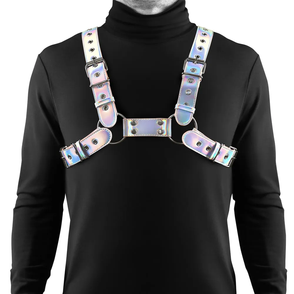 Cosmo Rogue Holographic Rainbow Bulldog Chest Harness