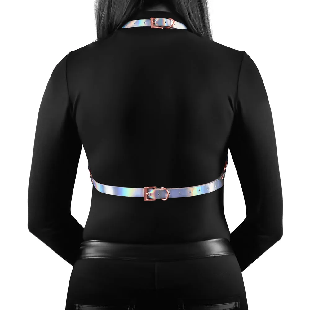 Cosmo Vamp Holographic Rainbow Halter Chest Harness