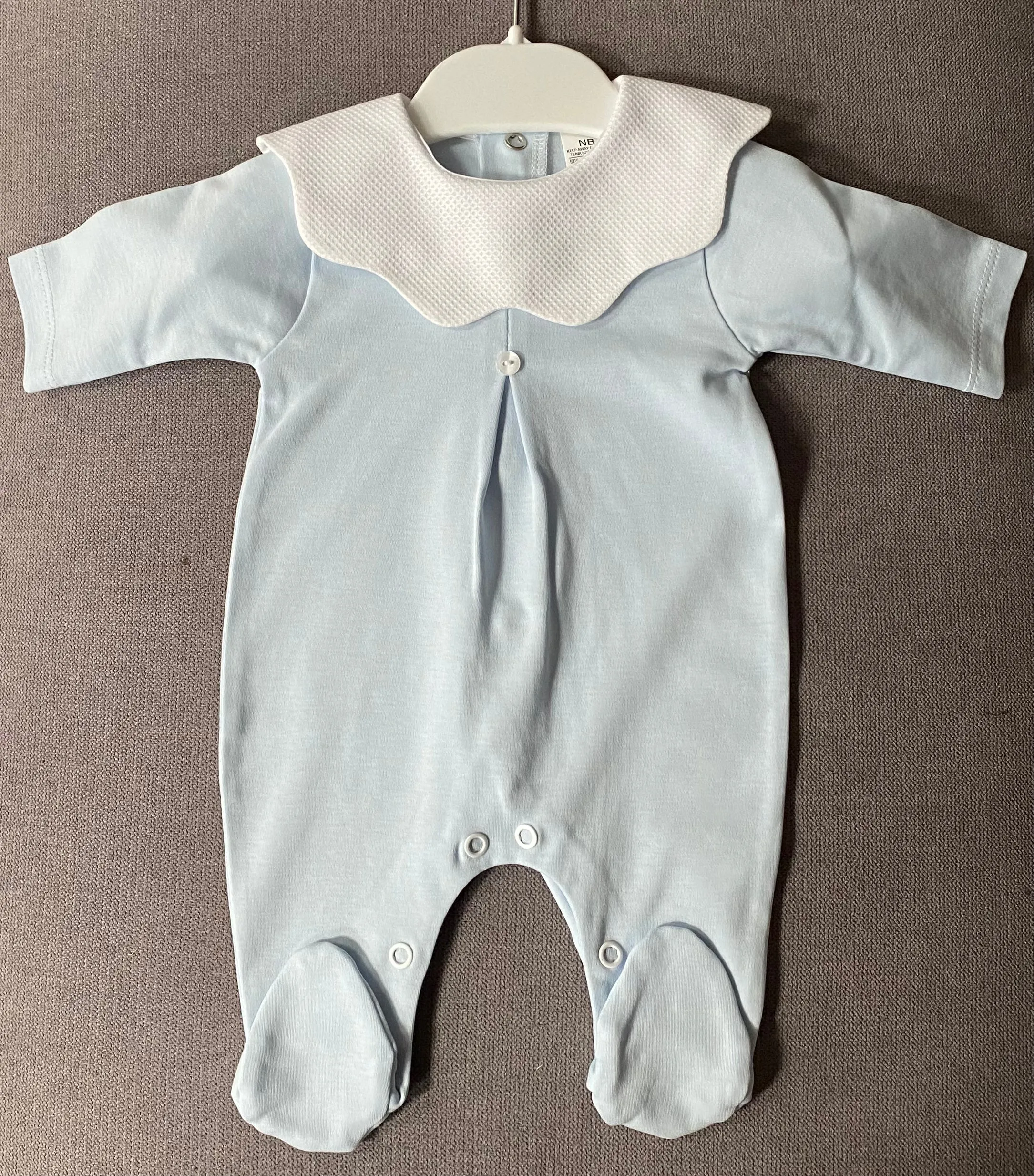 Cotton Babygrow with Scallop Collar - 4 Colours