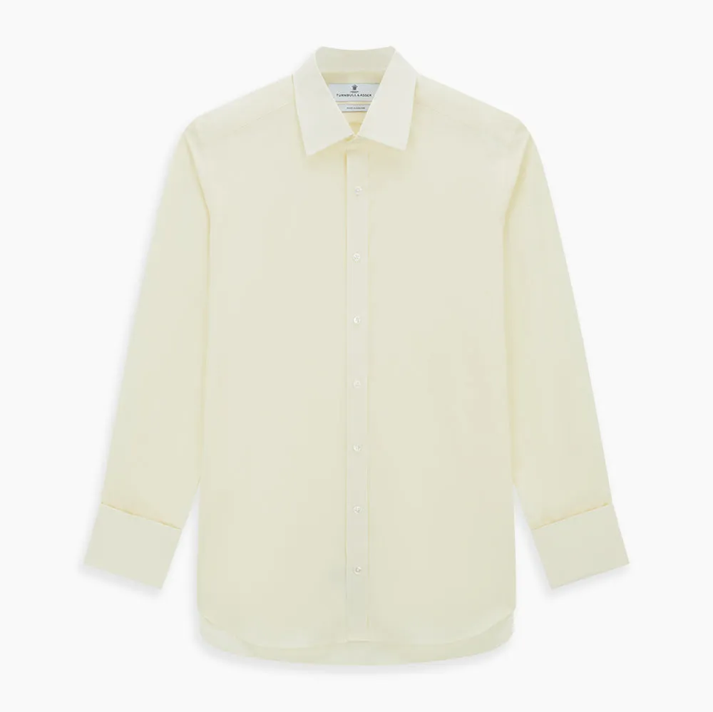 Cream Cotton Shirt with T&A Collar and Double Cuffs