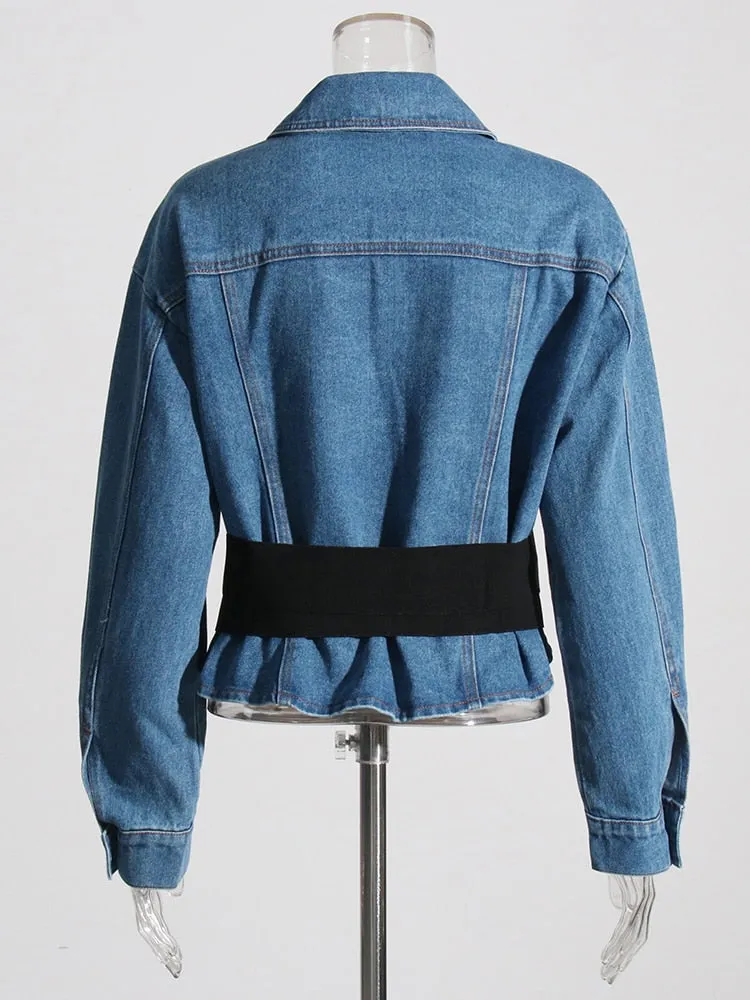 Denim Jackets For Women Lapel Long Sleeve Single Breasted Casual Loose Jacket Female Autumn Fashion Clothing