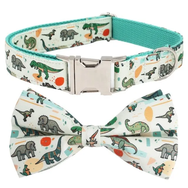 Dinosaur Dog Collar And Leash Set |Personalized