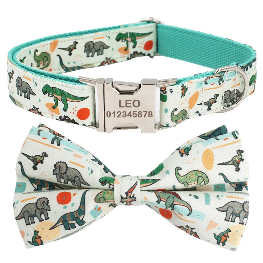 Dinosaur Dog Collar And Leash Set |Personalized