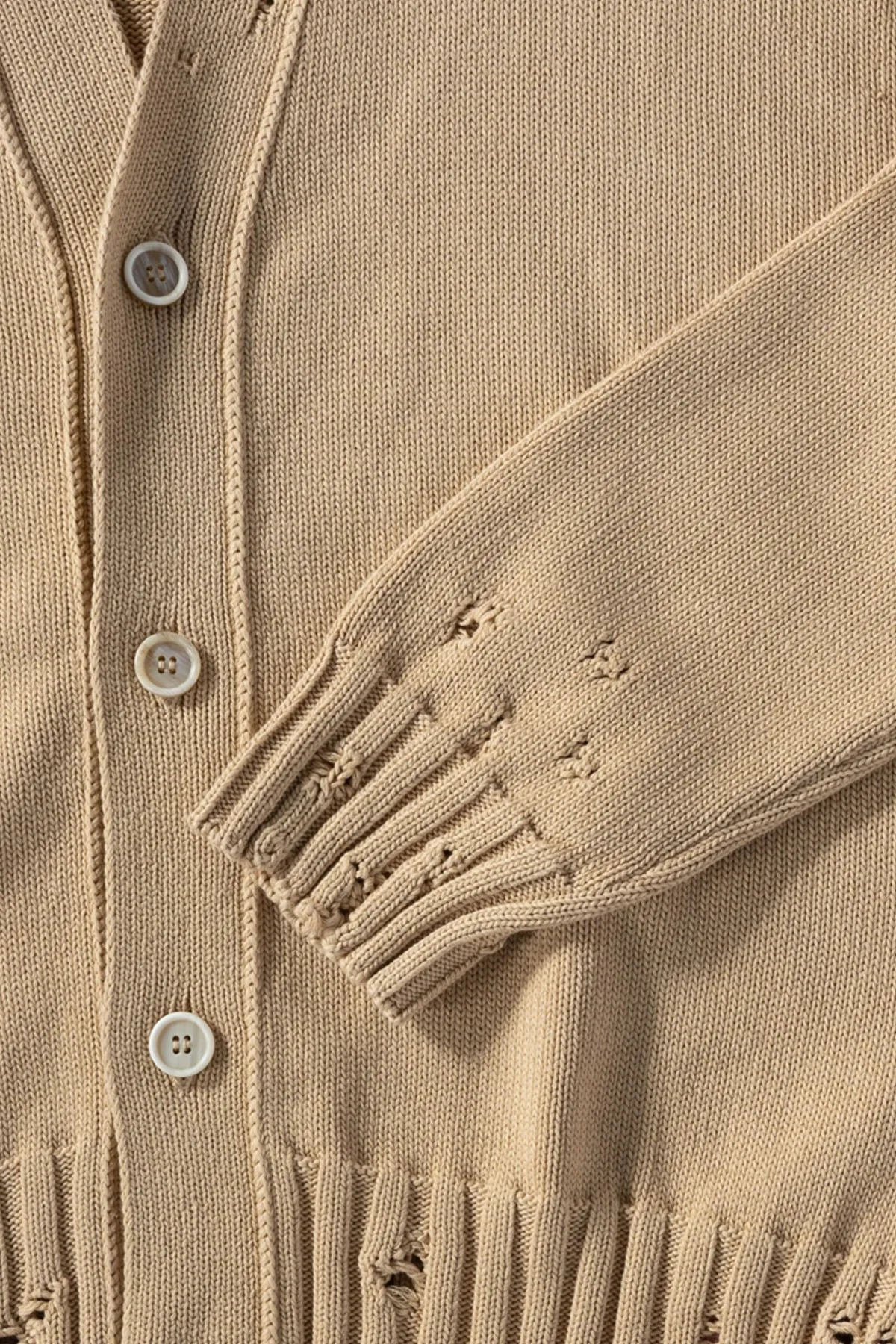 Disheveled Cotton Cardigan - Light Camel