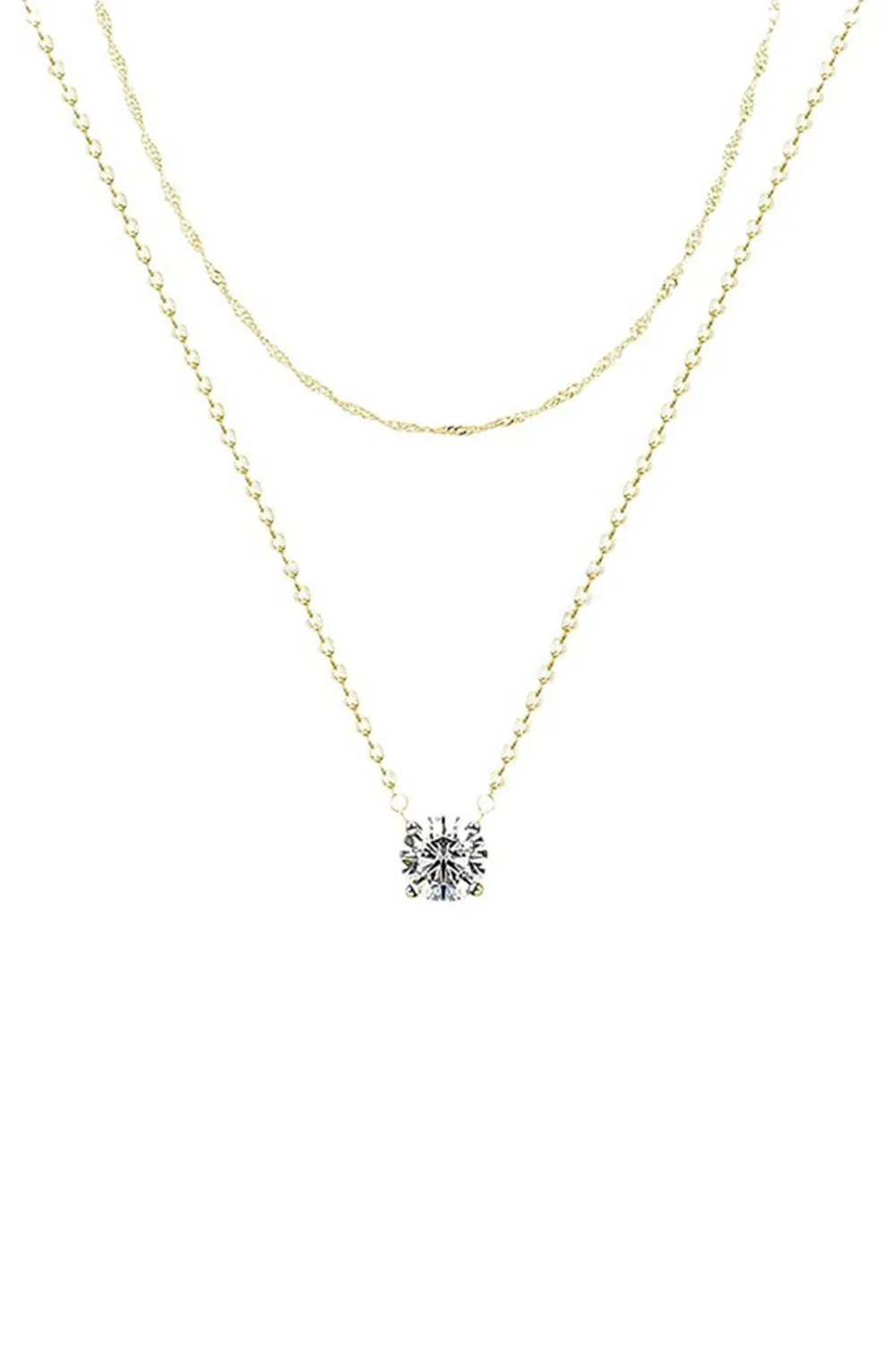 Double Layer Detachable Gold Zircon Necklace