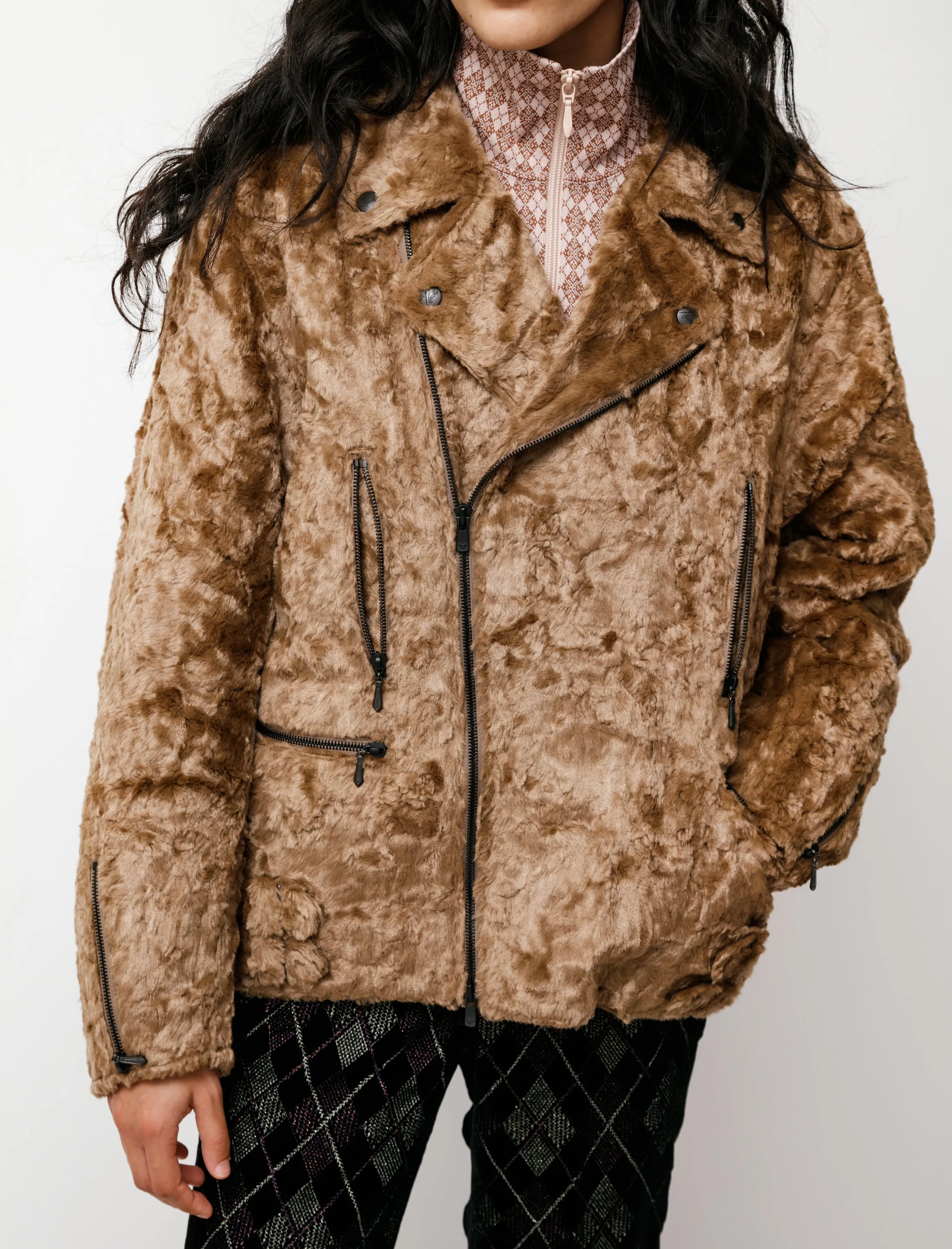 Double Riders Faux Fur Jacket Caramel