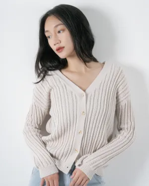 Eco Hollow Knit Cardigan (Beige)