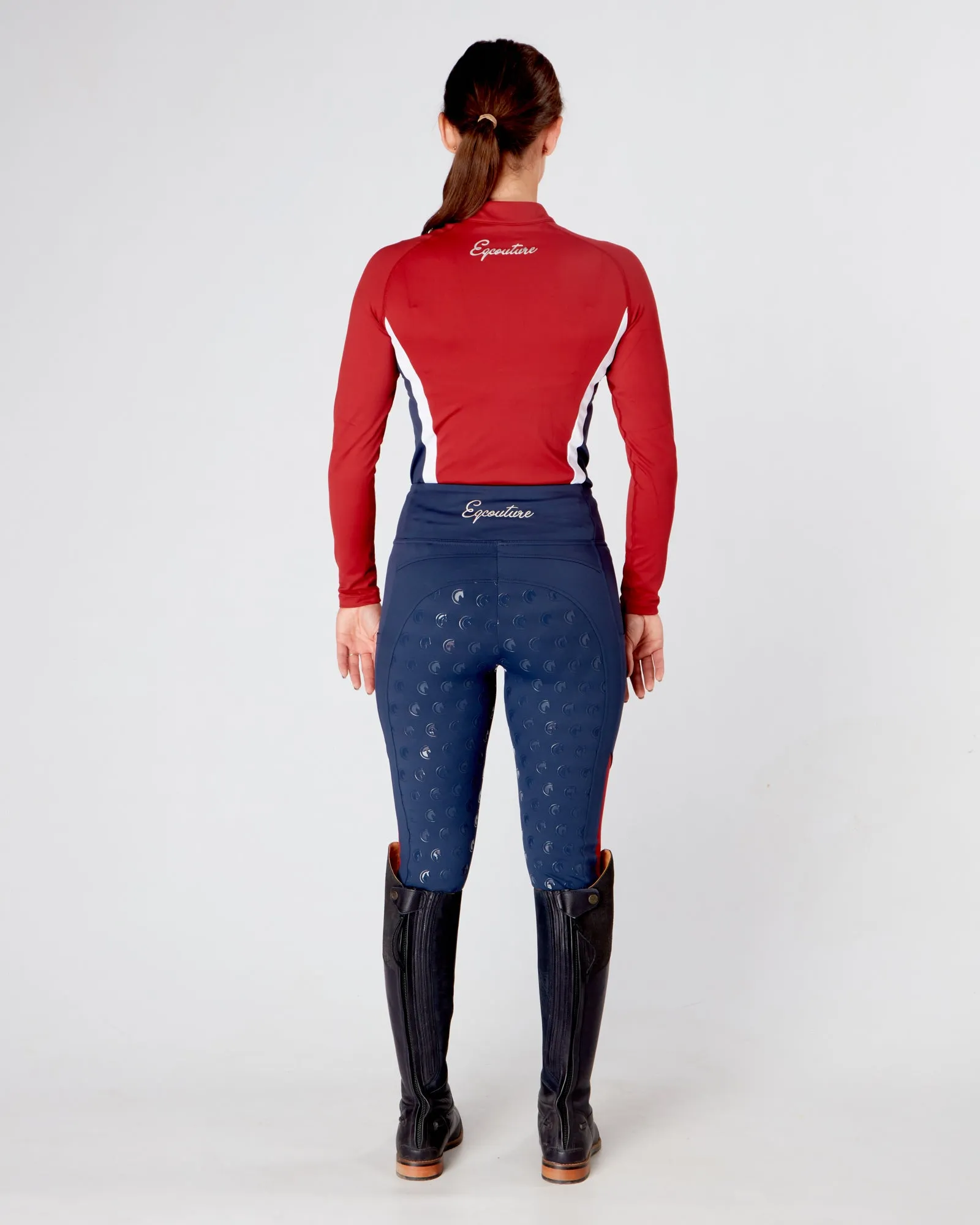 EQC TEAM Equestrian Technical Base Layer - RED/NAVY/WHITE