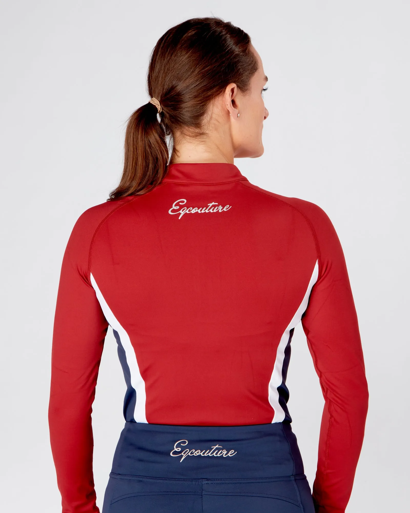 EQC TEAM Equestrian Technical Base Layer - RED/NAVY/WHITE