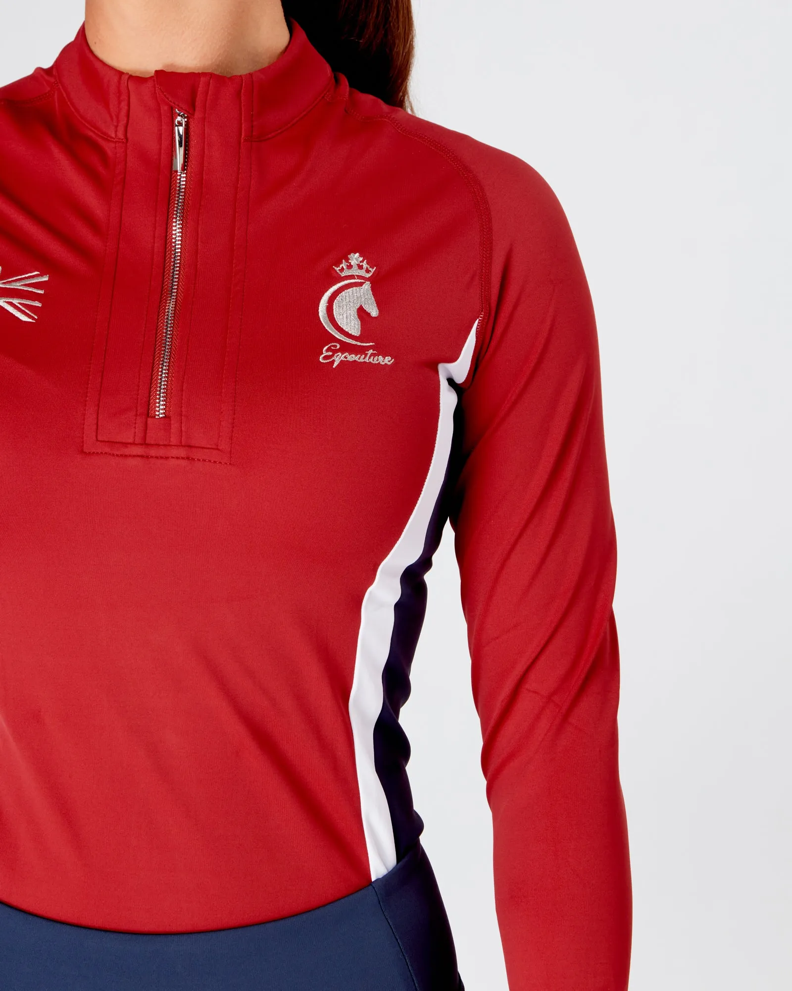 EQC TEAM Equestrian Technical Base Layer - RED/NAVY/WHITE