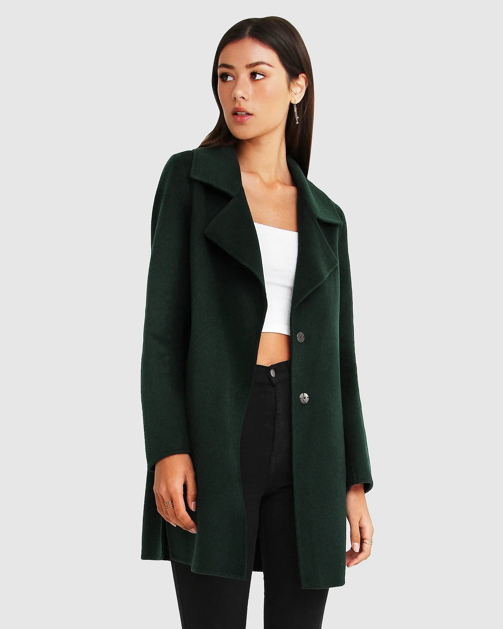 Ex-Boyfriend  Wool Blend Oversized Jacket - Dark Green