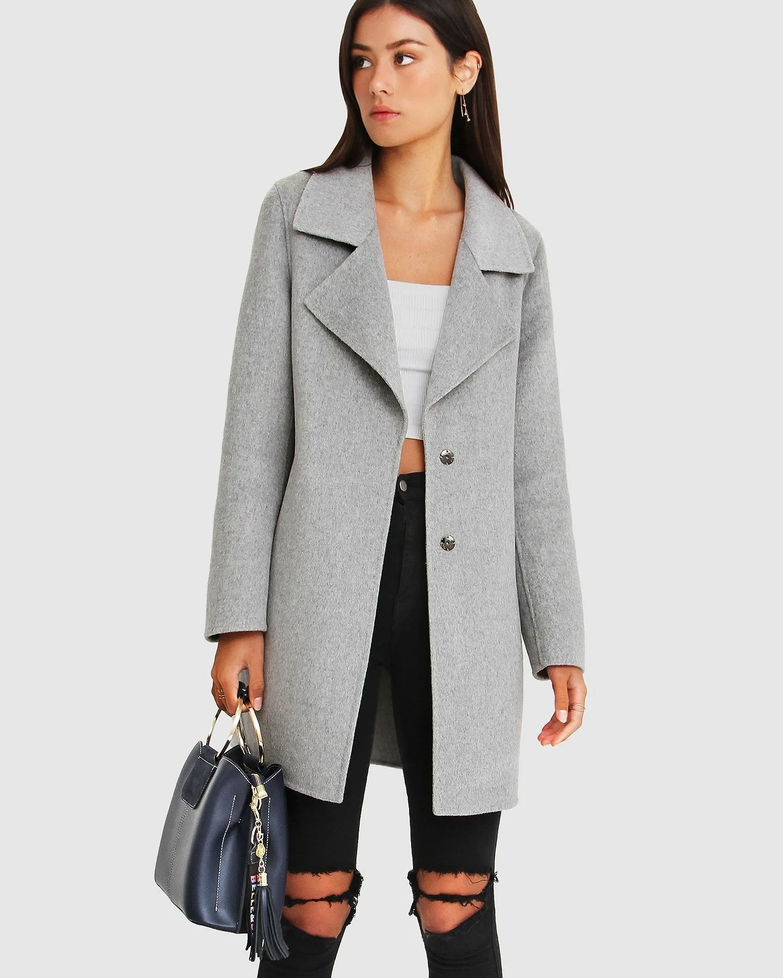 Ex-Boyfriend  Wool Blend Oversized Jacket - Grey Marle