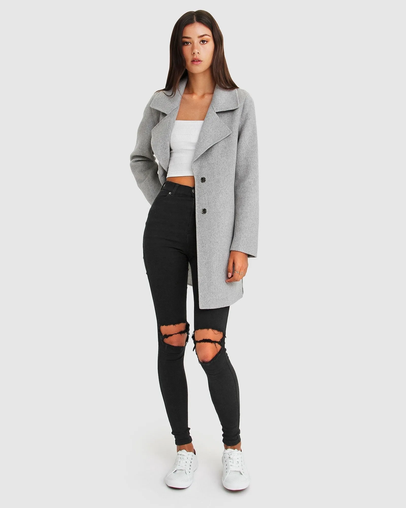 Ex-Boyfriend  Wool Blend Oversized Jacket - Grey Marle