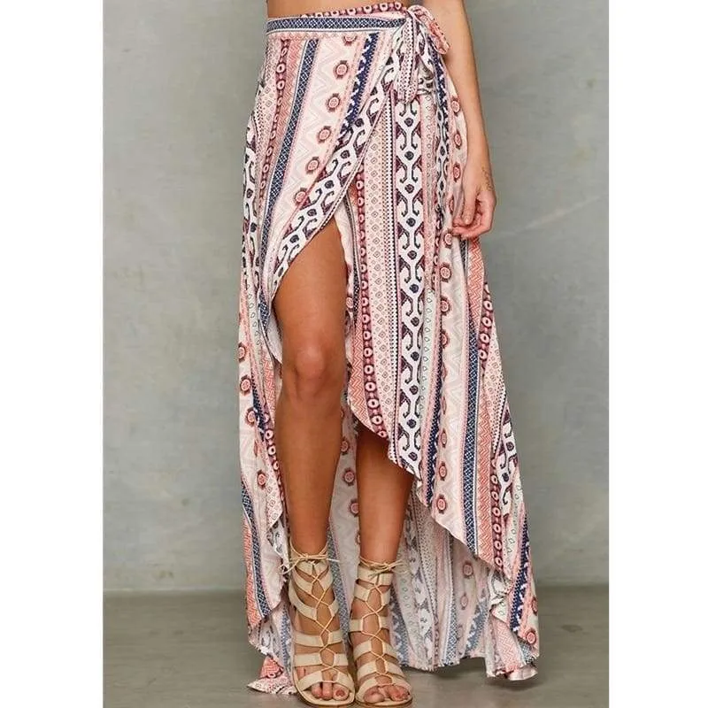 FashionSierra - Women Beach Kaftan Slit Stretch Waist Long Maxi Skirt