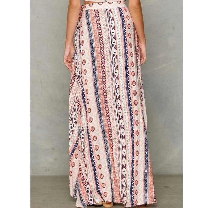 FashionSierra - Women Beach Kaftan Slit Stretch Waist Long Maxi Skirt