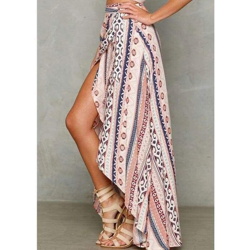 FashionSierra - Women Beach Kaftan Slit Stretch Waist Long Maxi Skirt