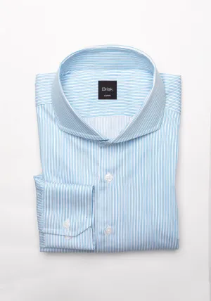 Fresh Blue Dual Stripes Cotton / Poly Shirt- Wrinkle Resistant