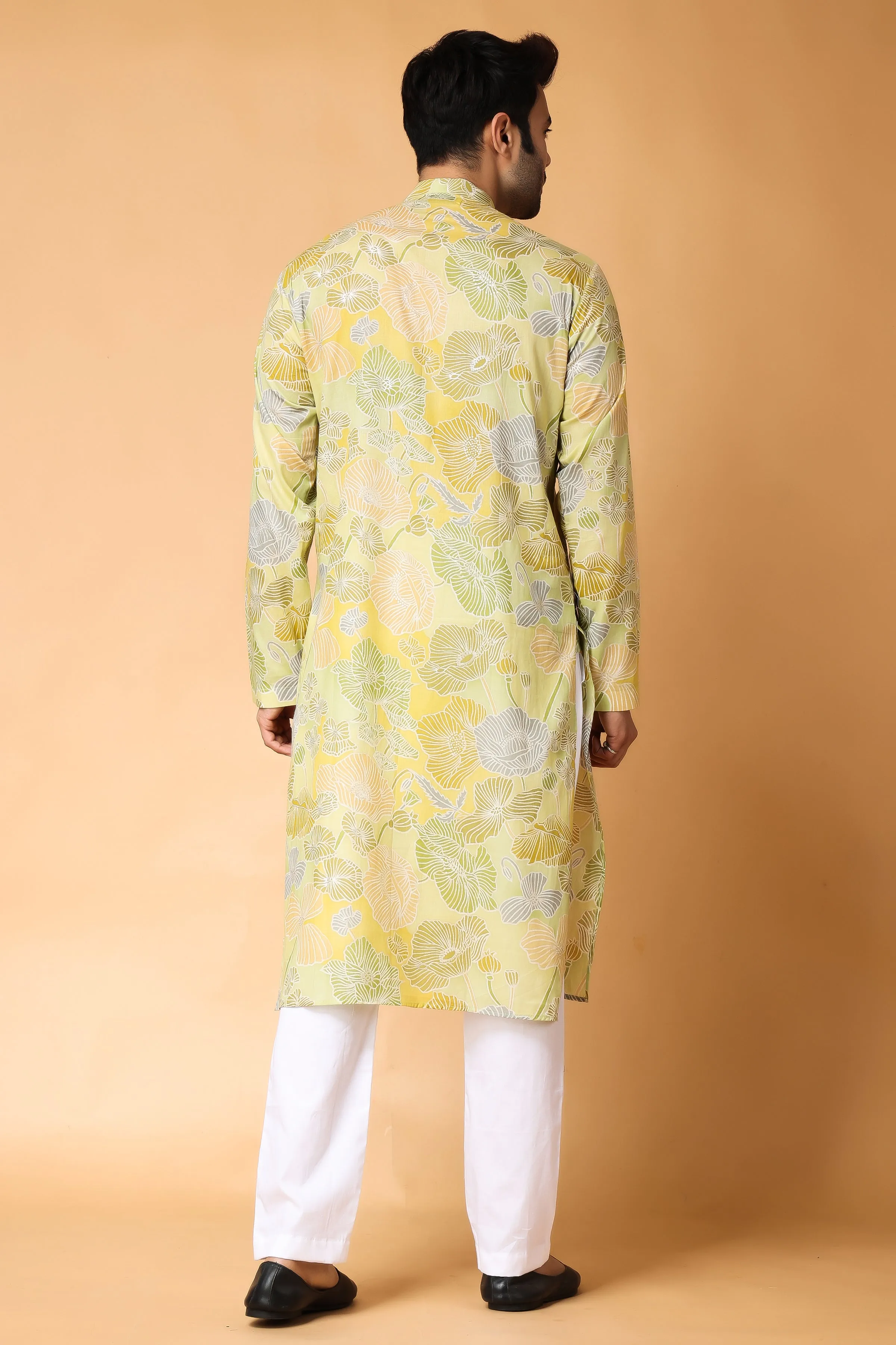 Fresh Lime Mulmul Kurta Pajama