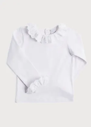 Frill Collar Long Sleeve Top in White (18mths-10yrs)