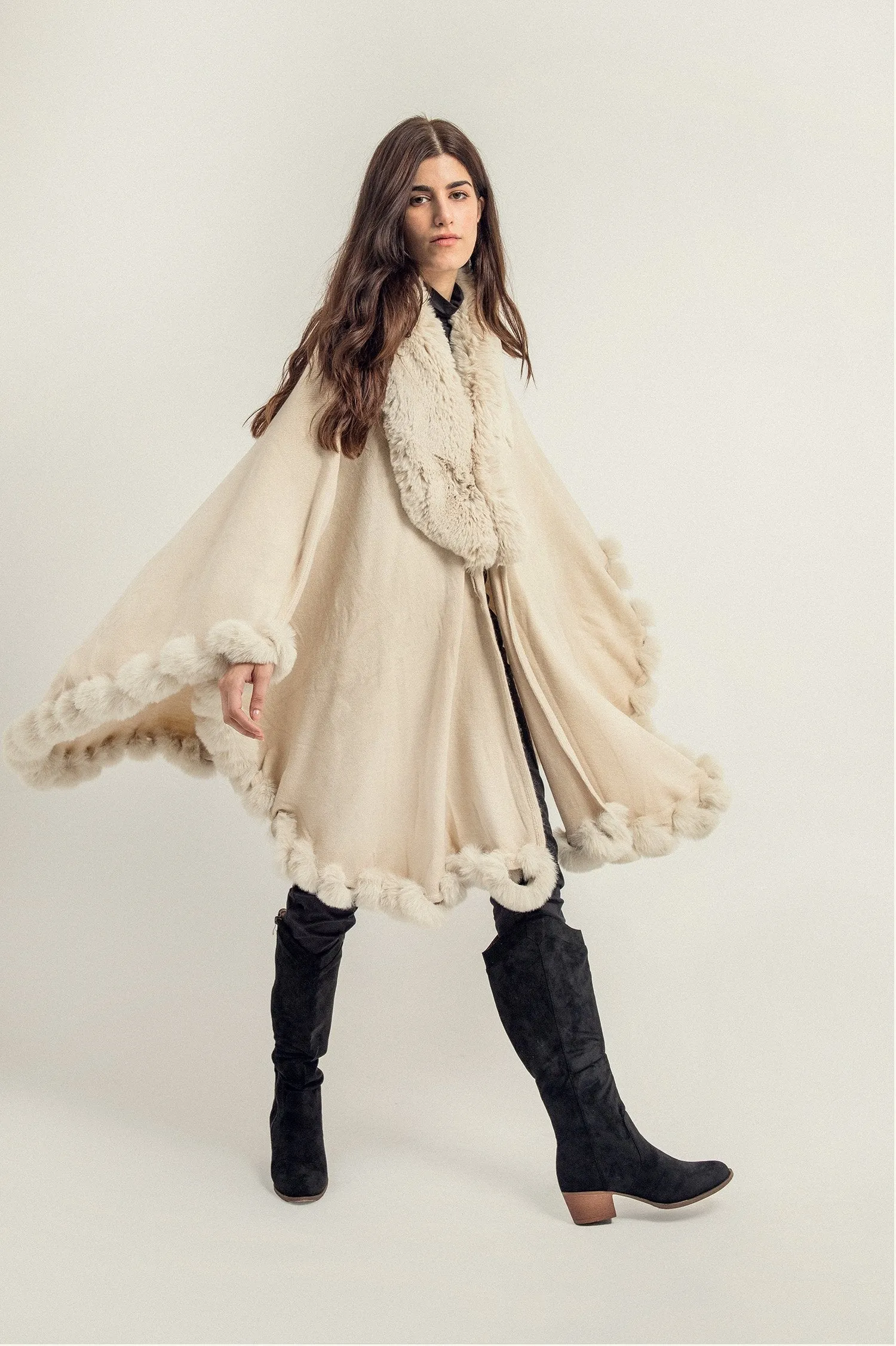 FUR CAPE-BEIGE