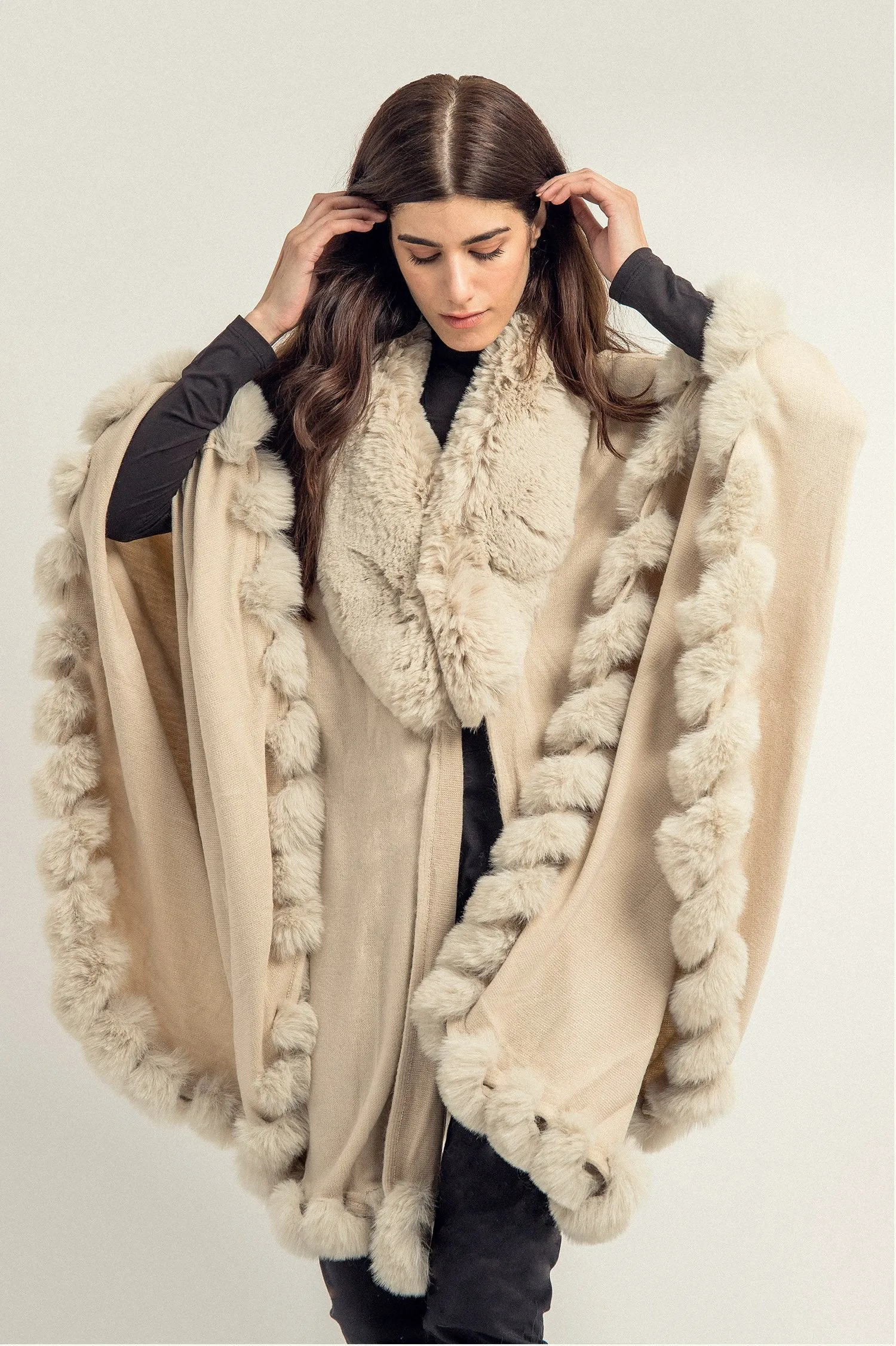 FUR CAPE-BEIGE