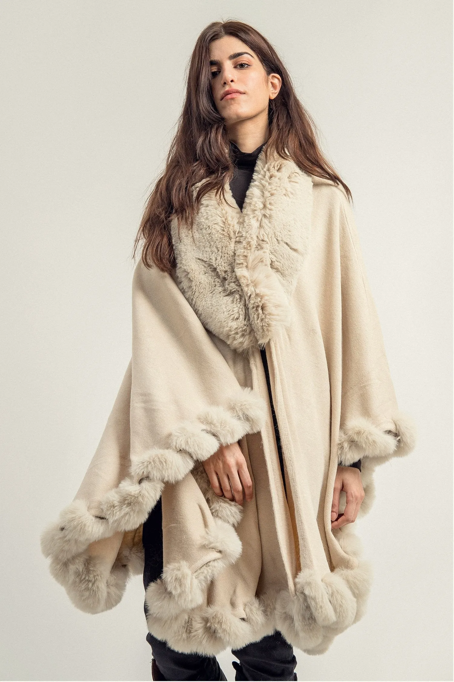 FUR CAPE-BEIGE