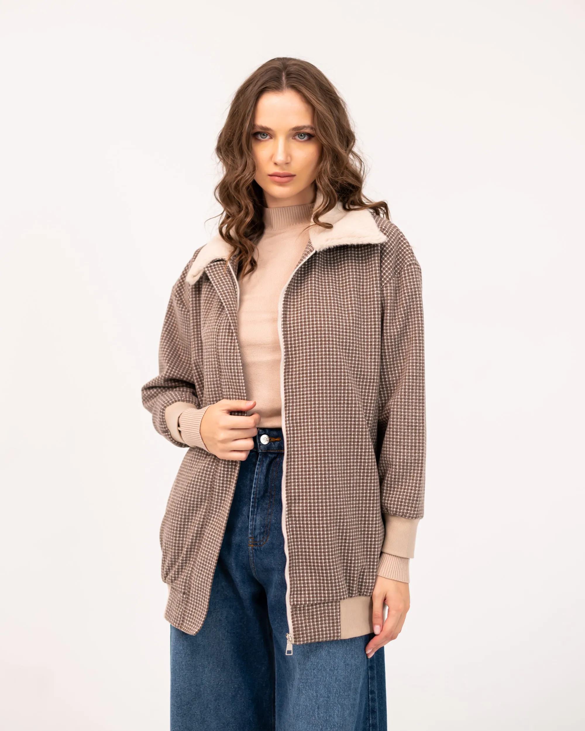 FUR COLLAR CAROH JACKET-CAFE