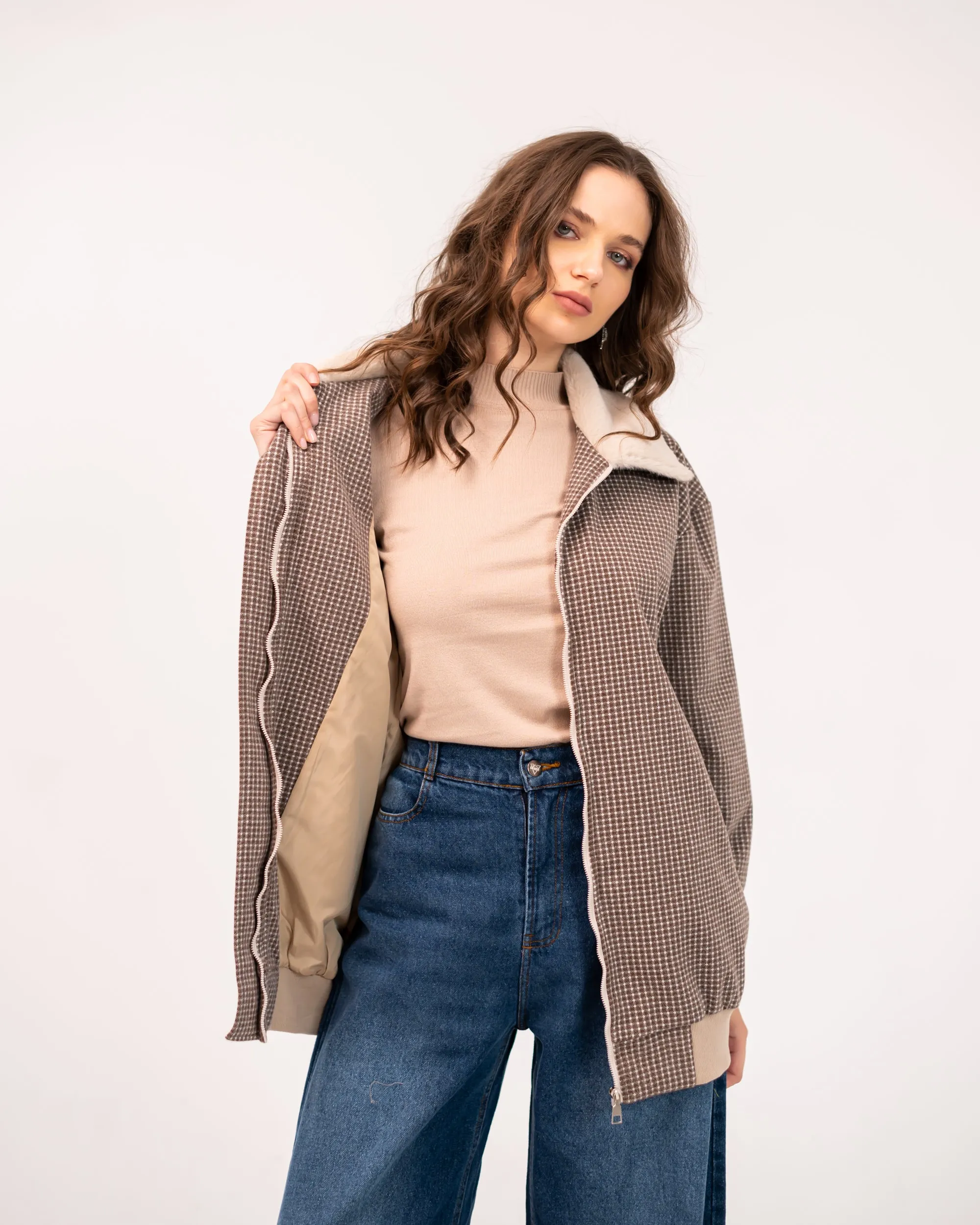 FUR COLLAR CAROH JACKET-CAFE