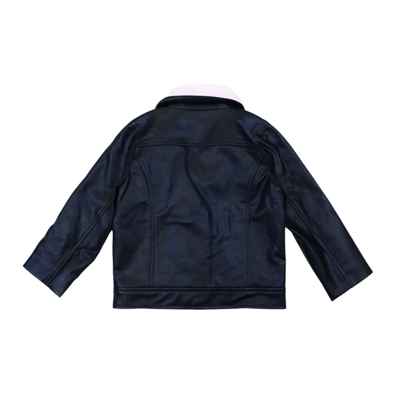 Fur Collar Leather Kids Jacket