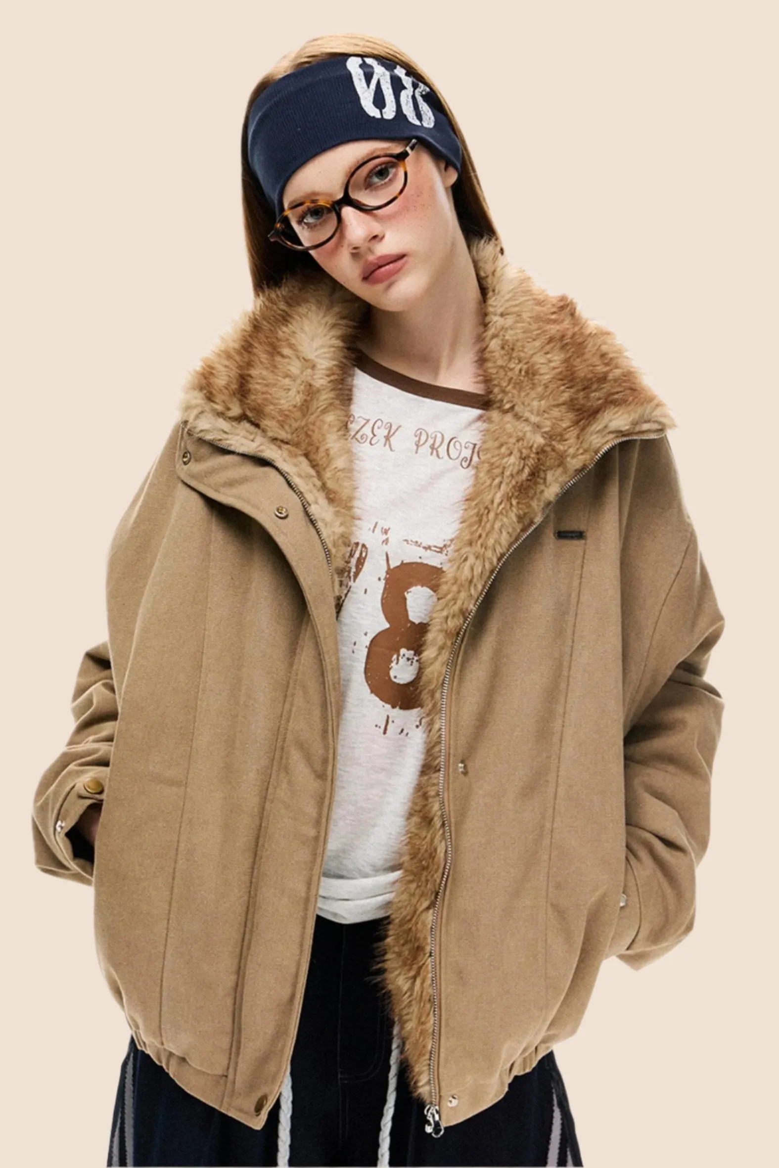 Fur Collar Retro Bomber Jacket