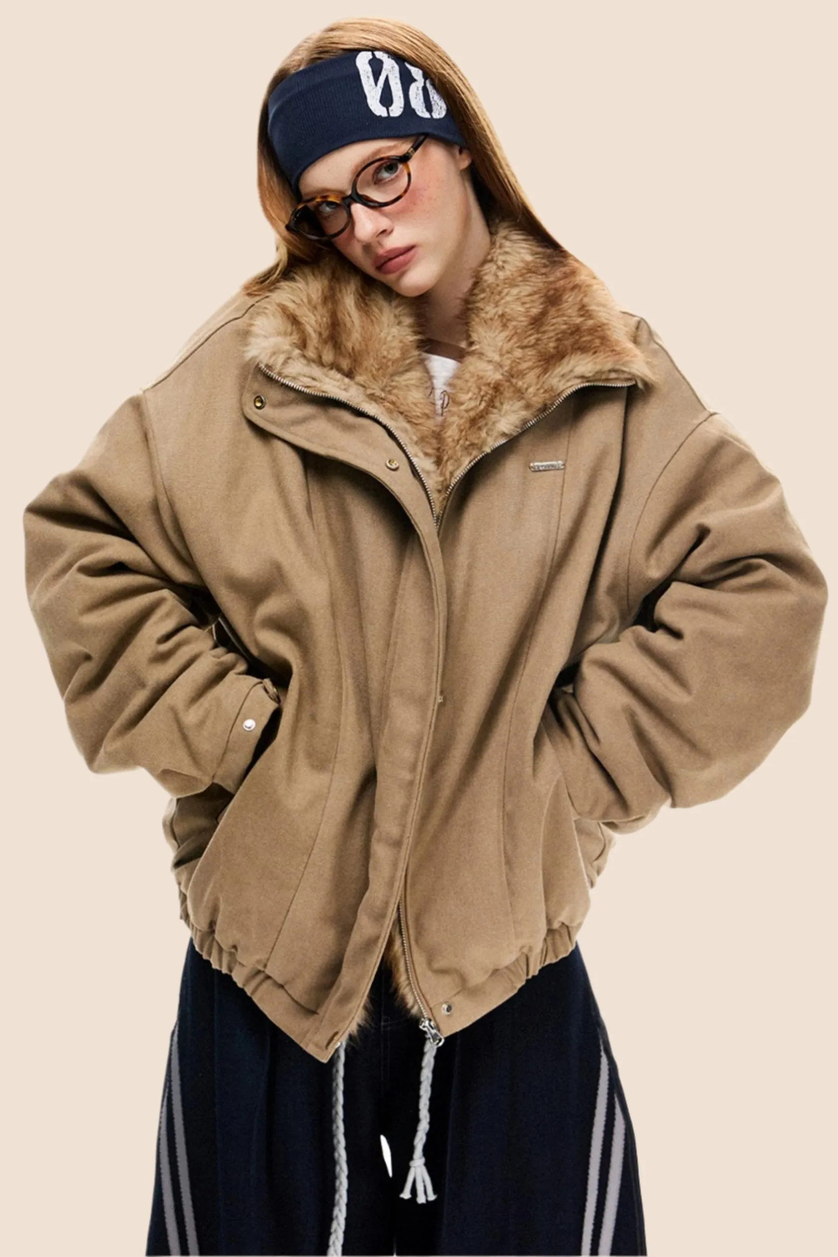 Fur Collar Retro Bomber Jacket