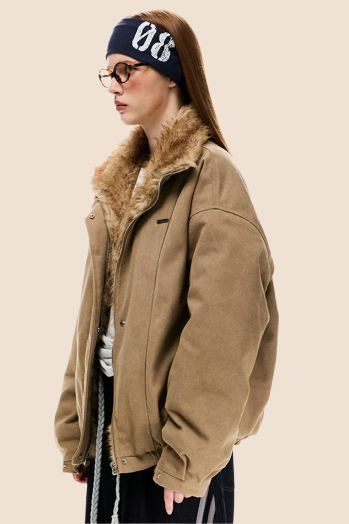 Fur Collar Retro Bomber Jacket