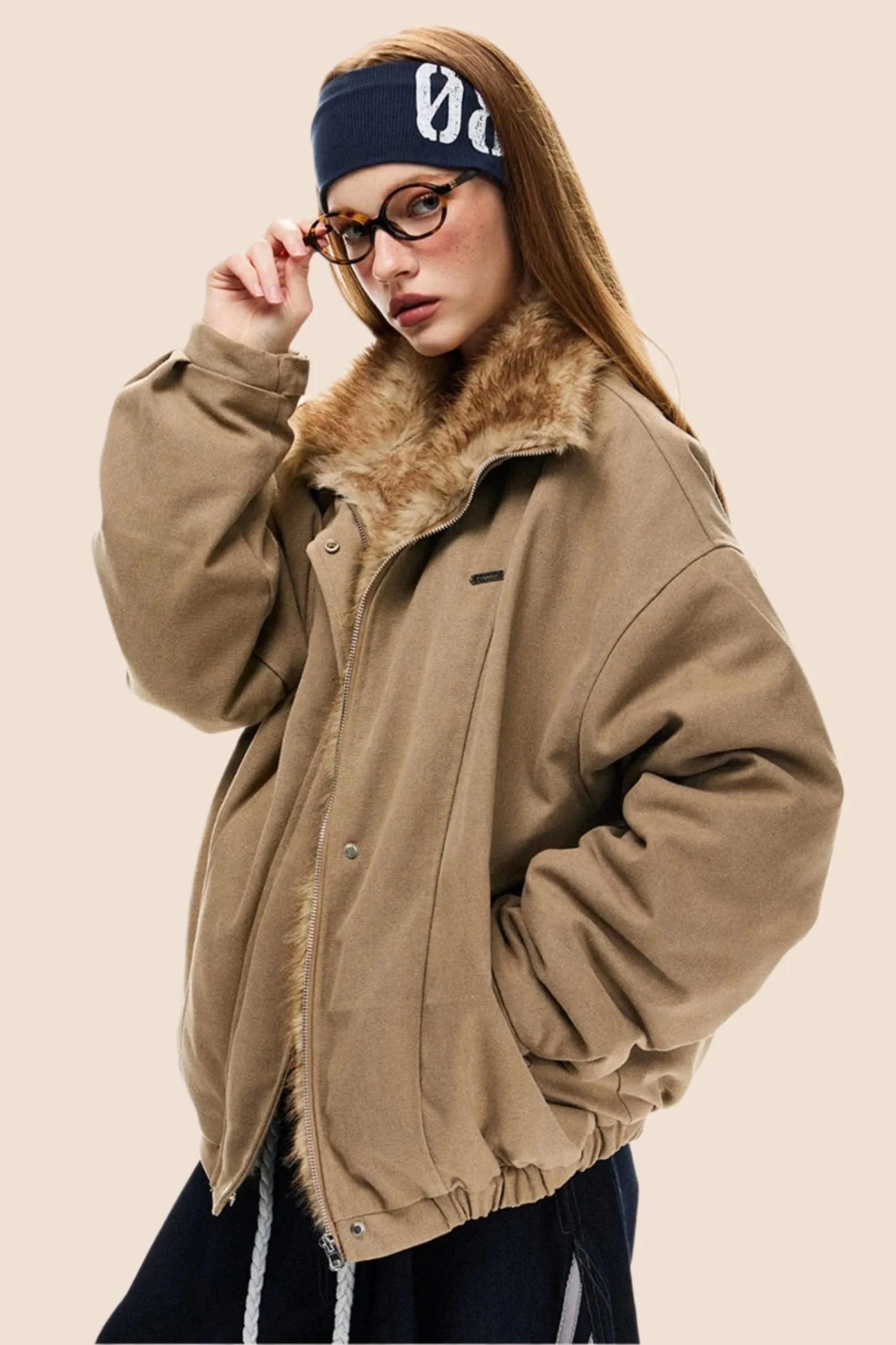 Fur Collar Retro Bomber Jacket