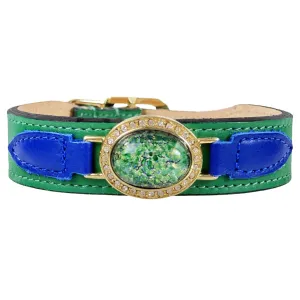 Galaxy Dog Collar in Emerald & Gold