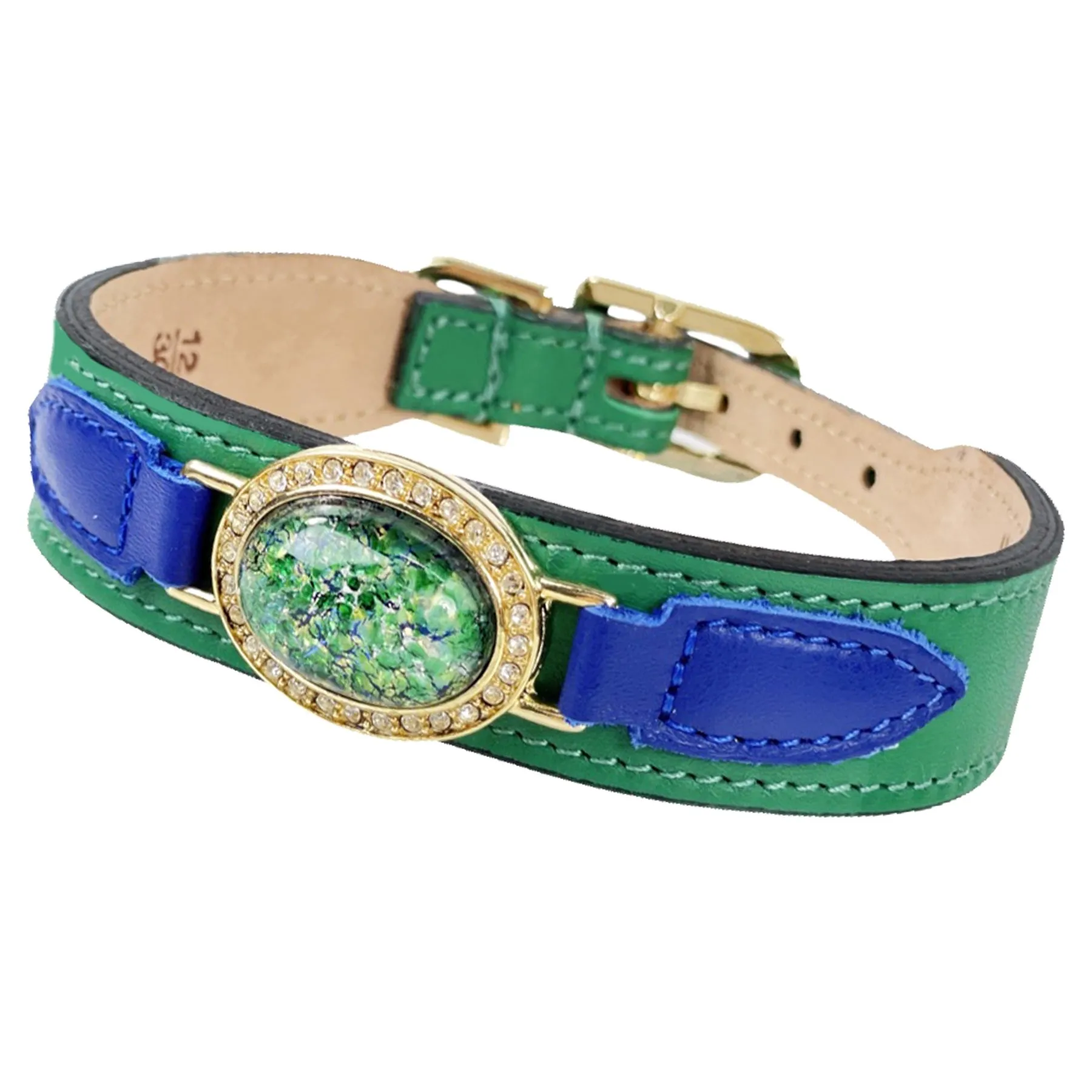 Galaxy Dog Collar in Emerald & Gold