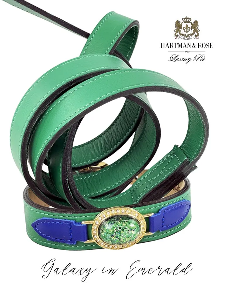 Galaxy Dog Collar in Emerald & Gold