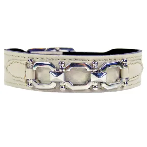 Georgia Rose Dog Collar in Eggshell & Nickel