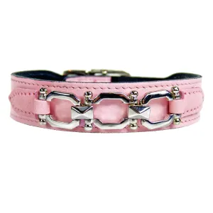 Georgia Rose Dog Collar in Sweet Pink & Nickel