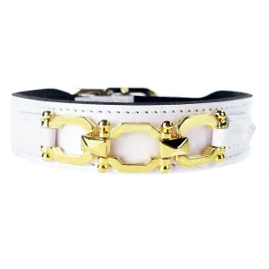 Georgia Rose Dog Collar in White & Gold