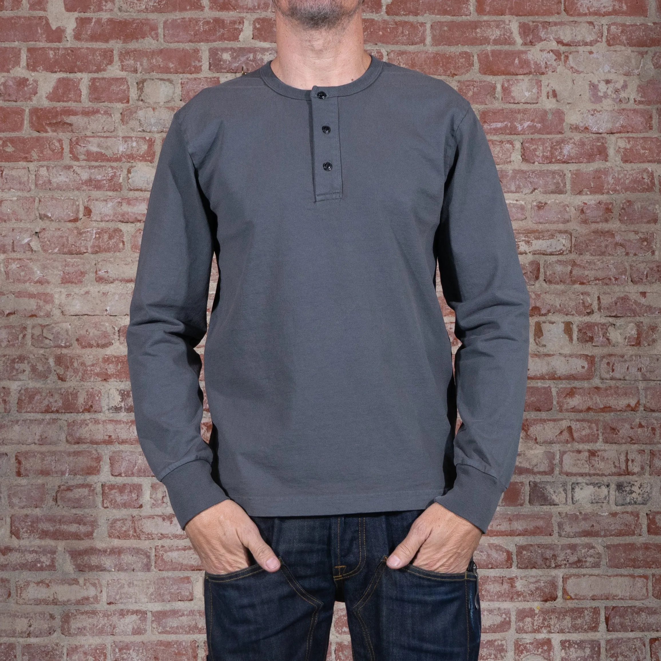 Glory Days Long Sleeve Heavyweight Henley - Thundercloud Grey