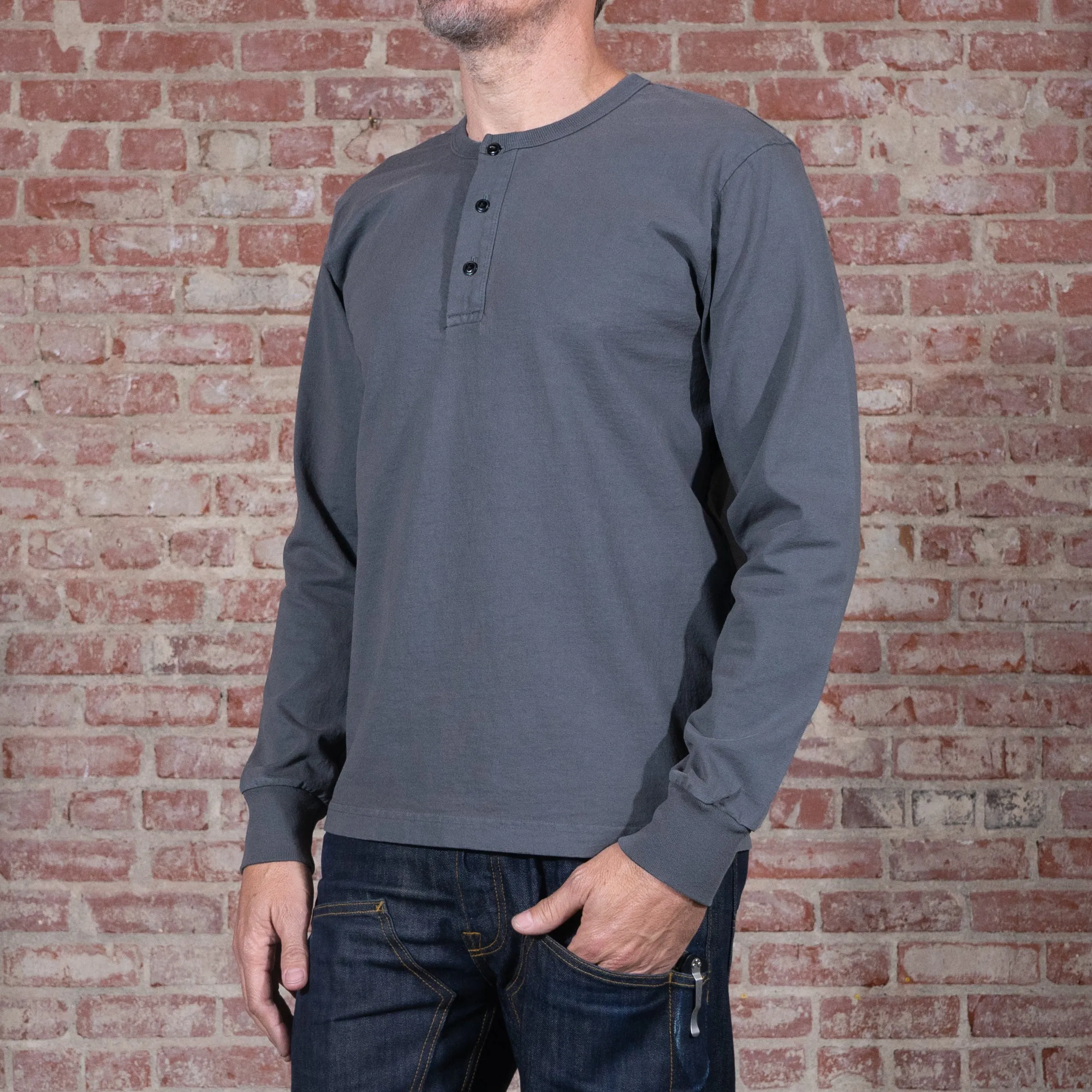 Glory Days Long Sleeve Heavyweight Henley - Thundercloud Grey