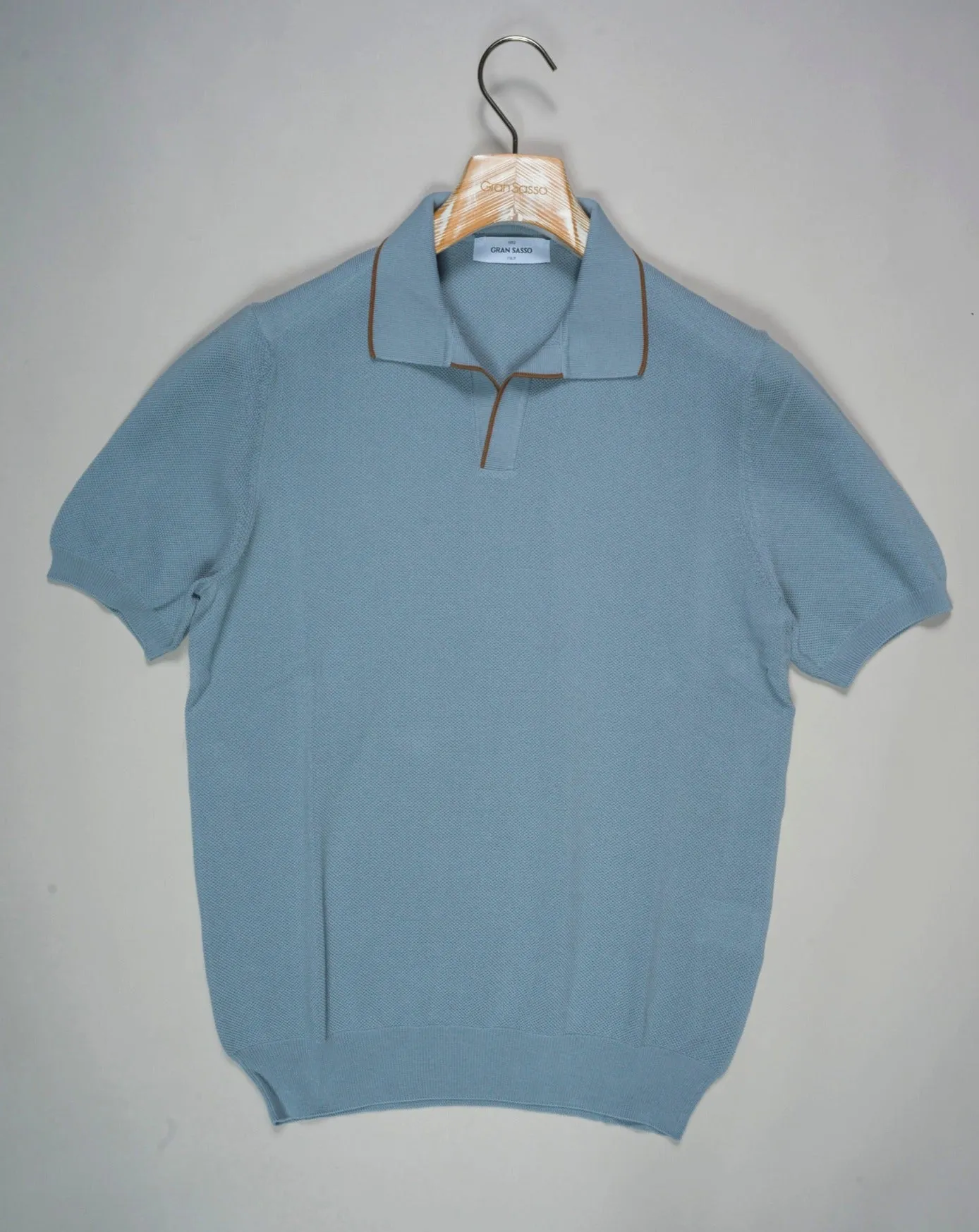 Gran Sasso Capri Collar Polo Shirt / Dusty Blue