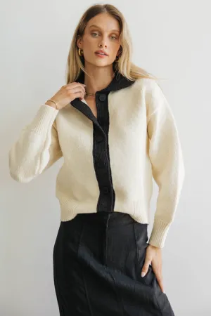 Hailey Colorblock Cardigan in Black - FINAL SALE