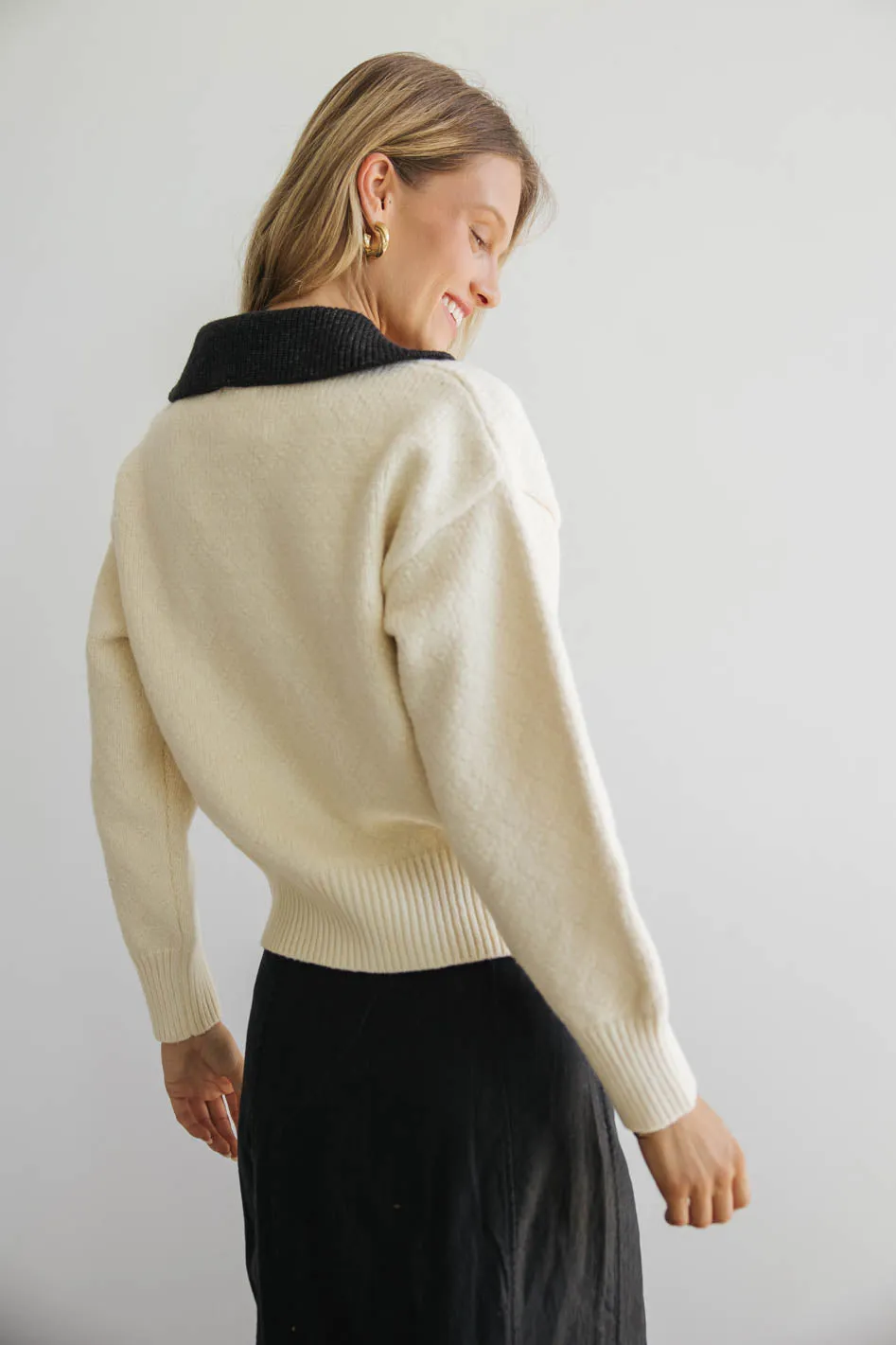 Hailey Colorblock Cardigan in Black - FINAL SALE