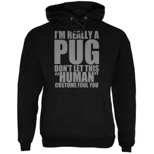 Halloween Human Pug Costume Black Adult Hoodie