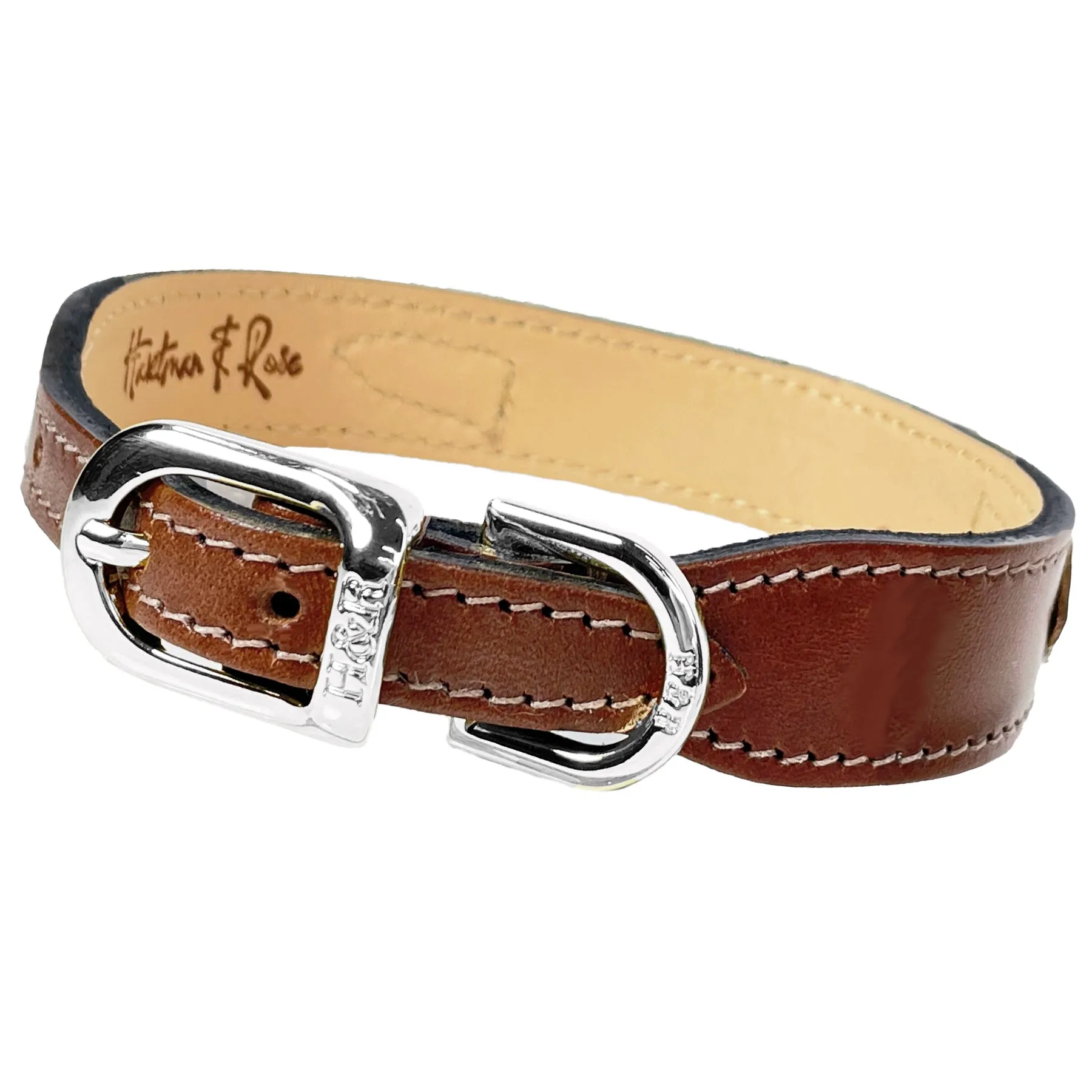 Hamilton Dog Collar in Rich Brown & Nickel